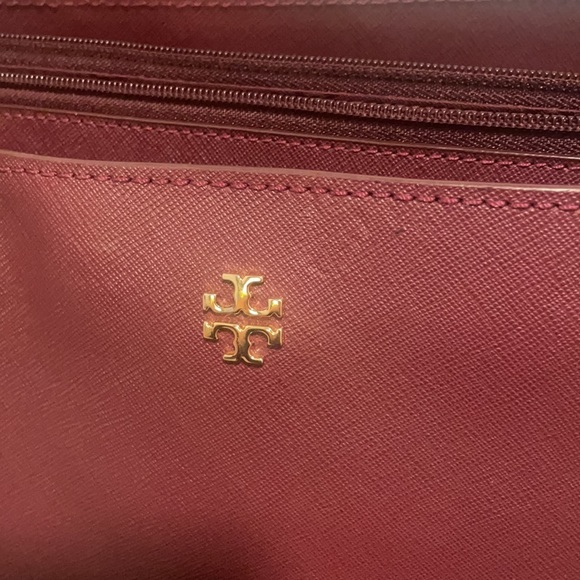 Ladies TORY BURCH LEATHER TOTE BAG Burgundy - Picture 8 of 15